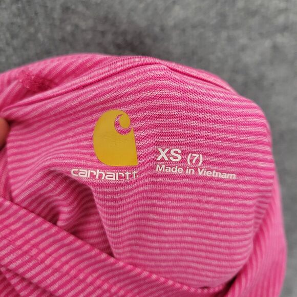 CARHARTT Force Girls Pink Long Sleeve Hooded Performance Thumbhole Top SIZE XS 7 - Picture 11 of 12